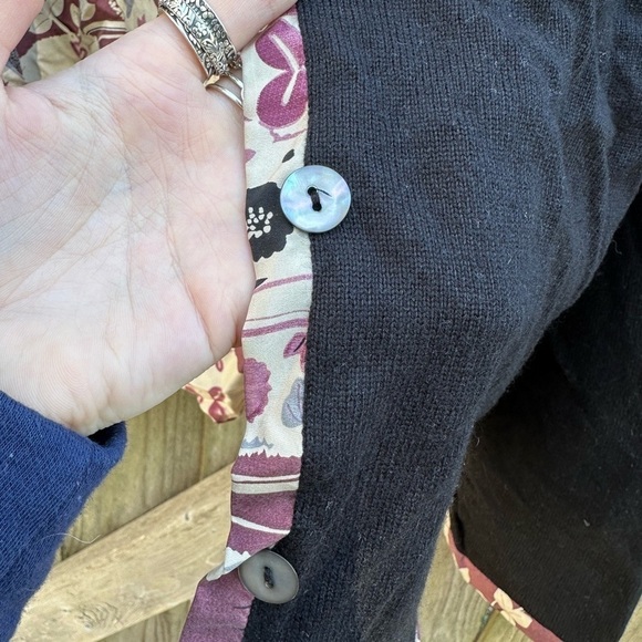 Soft Surroundings Silk and Cashmere Blend Button Front Mixed Media Cardigan - Picture 7 of 8